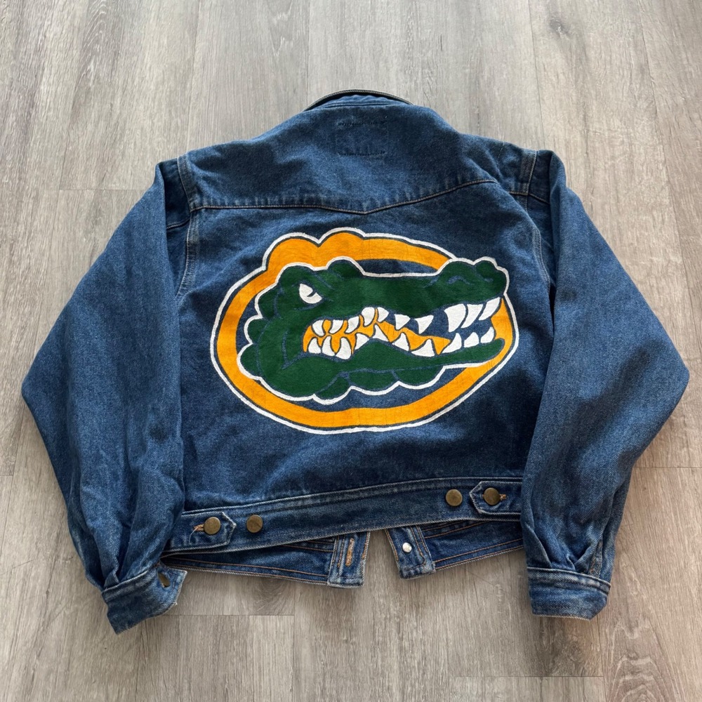 Vintage 90's Kids Florida Gators Denim Jacket Blue Size M Trucker. Womans Small